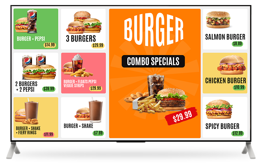burger meal digital display