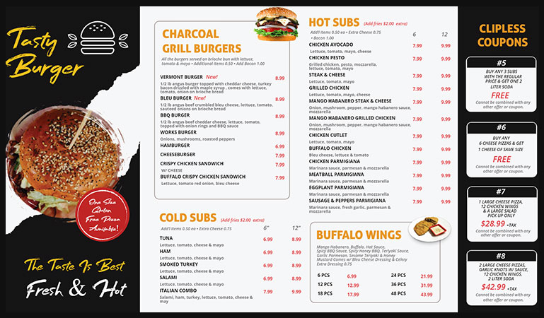 detailed burger menu board template industry