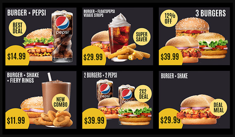 digital menu boards for burger restaurants