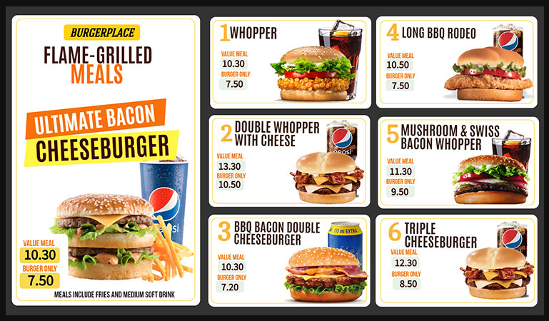 free burger digital menu template