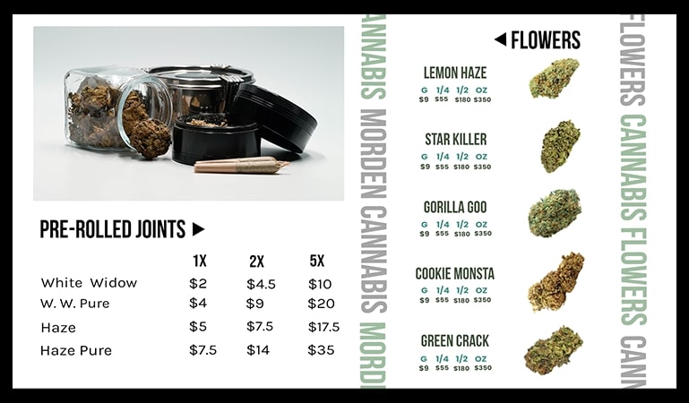 cannabis flowers menu template design