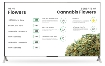 tv menus for cannabis dispansaries