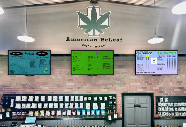 usa-americanreleaf cannabis store using dotsignage