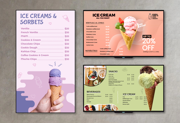 ice cream parlour menu design