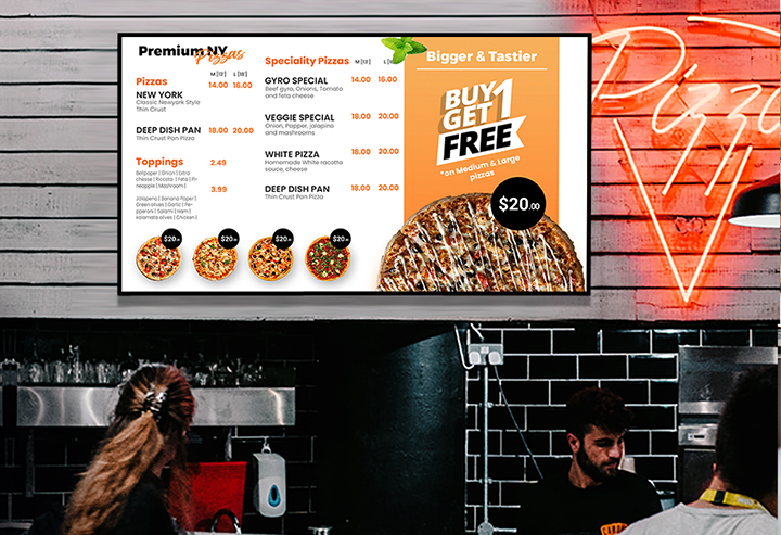 pizza digital menu board display