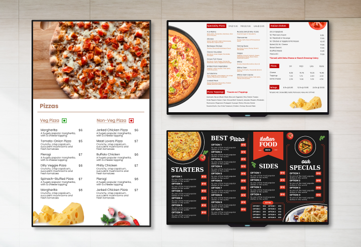 use cases of pizza menu boards