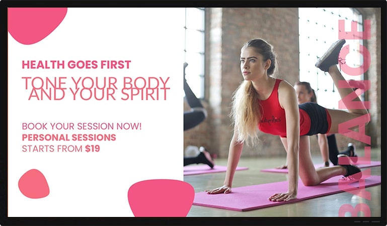 yoga classes advertise on gym signage
