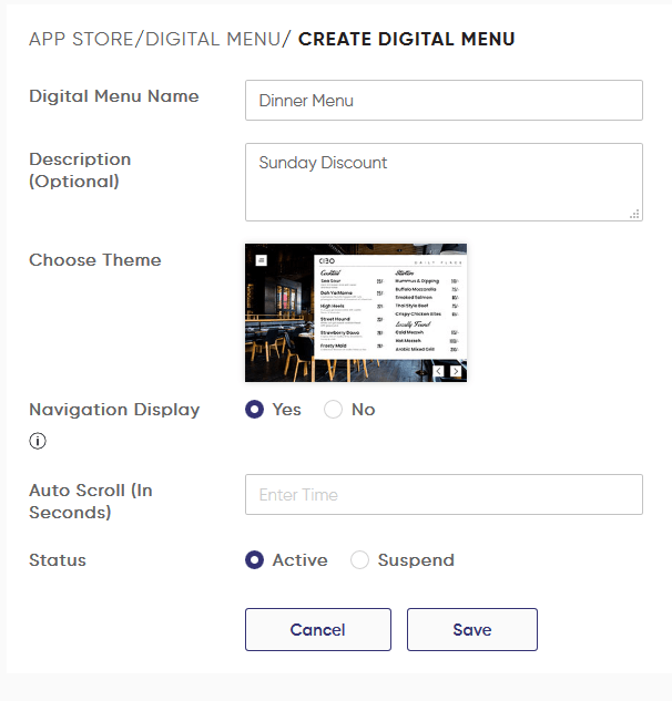 create a digital menu for tablet