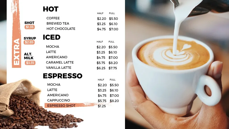 digital cafe menu tv screen menu templates