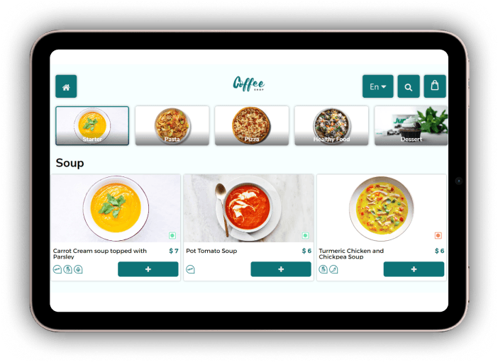 digital tablet ordering and qr menu