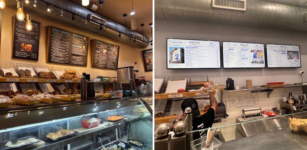 ny myrtle ave bagel using digital menu boards