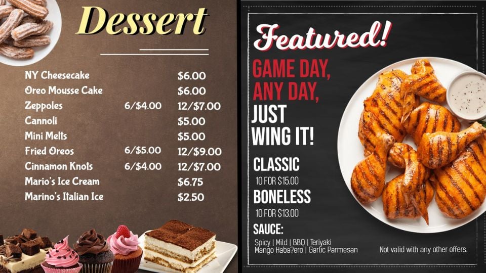 marios pizza usa digital menu boards idea