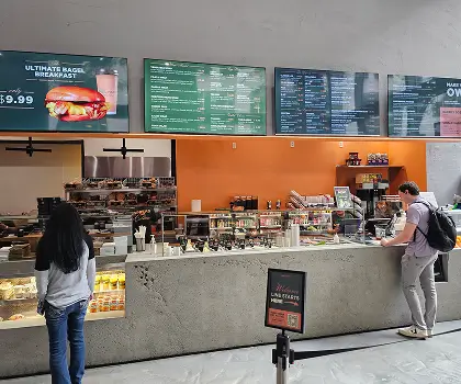 digital signage for bagel store