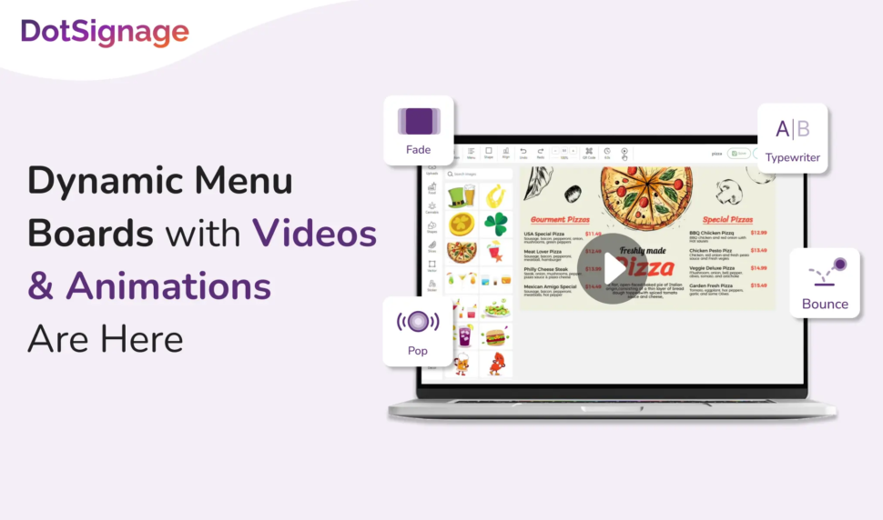dotsignage new animated menu boards update